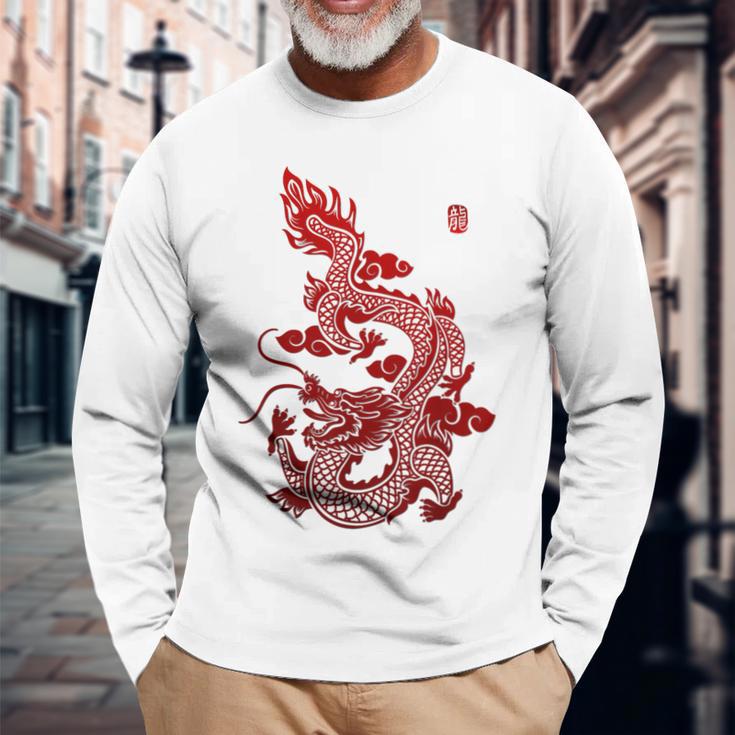 Chinese Dragon Langarmshirts Geschenke für alte Männer