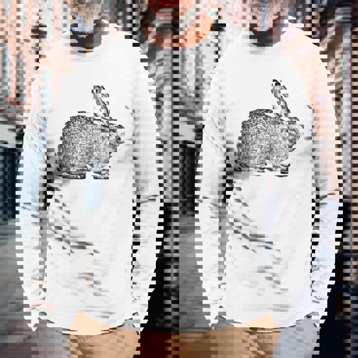 Cool Vintage Country Farm Animal Rabbit Hare Bunny Long Sleeve T-Shirt Gifts for Old Men