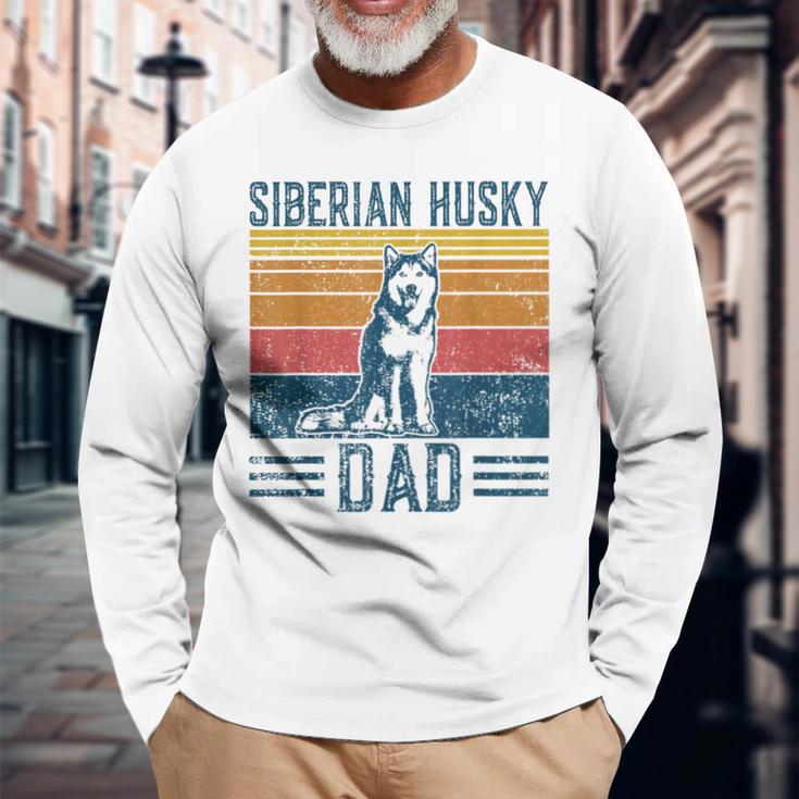 Dog Husky Papa -Intage Siberian Husky Dad Langarmshirts Geschenke für alte Männer