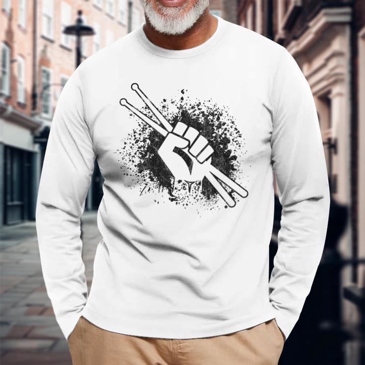 Drummer Musician Drumsticks Drummers Langarmshirts Geschenke für alte Männer