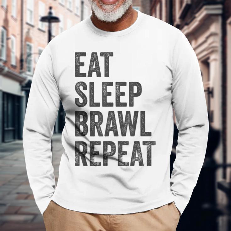 Eat Sleep Brawl Repeat Brawler ideo Player Gray Langarmshirts Geschenke für alte Männer