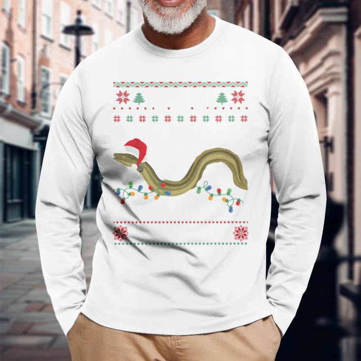 Eel I Want For Christmas I Angler Ugly Christmas Sweater Langarmshirts Geschenke für alte Männer