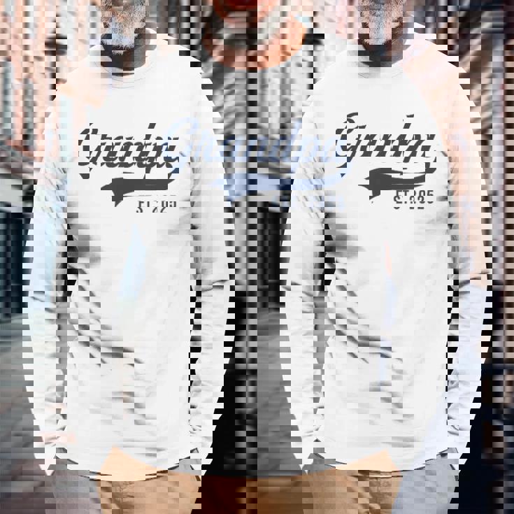Grandpa Est 2025 Promocionado A Abuelo 2025 Nuevo Abuelo Camiseta de manga larga Regalos para ancianos
