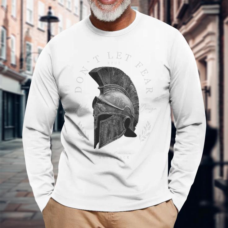 Greek Sparta Helmet Warrior Soldier Backprint Spartan Langarmshirts Geschenke für alte Männer