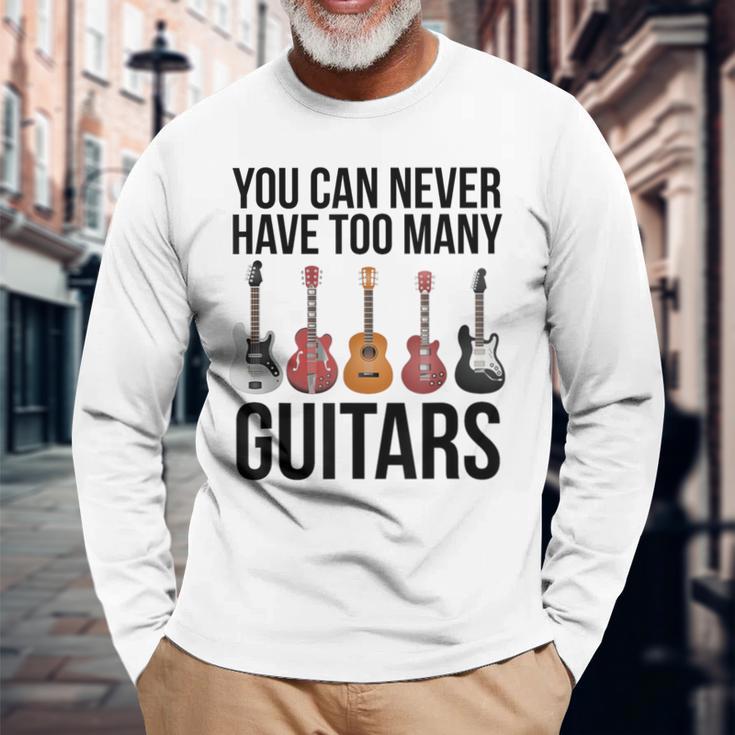 Never Too Many Guitars Guitar Langarmshirts Geschenke für alte Männer