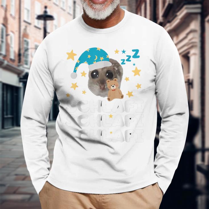 Hamsti Schlafi Schlafi Sad Hamster Schlafi Schlafi Blue Langarmshirts Geschenke für alte Männer