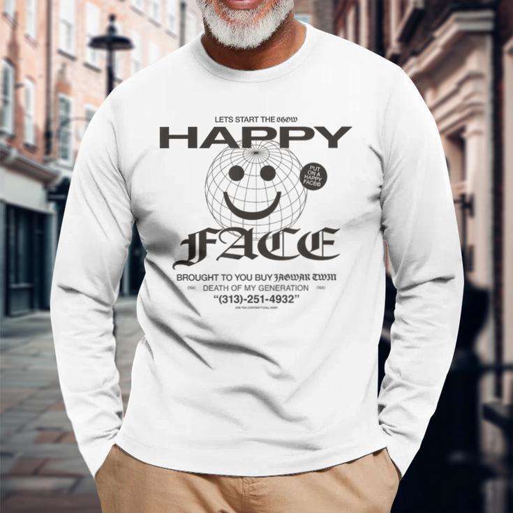 Happy Face Globe Langarmshirts Geschenke für alte Männer