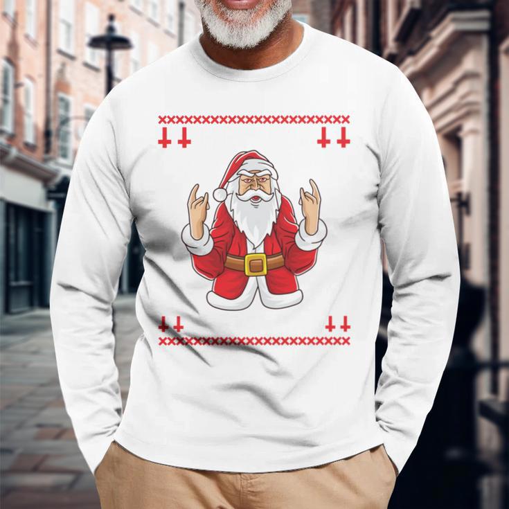 Heavy Metal Christmas Sleigher Hail Santa Claus Rock Music Langarmshirts Geschenke für alte Männer