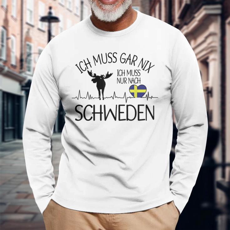 Ich Muss Nur Nach Sweden Ich Muss Gar Nix Gray S Langarmshirts Geschenke für alte Männer