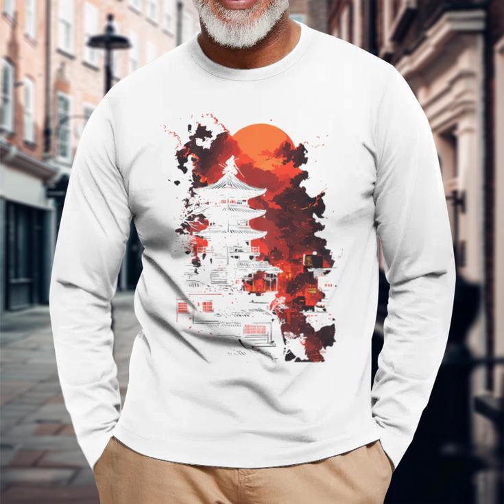 Japanischer Ninja Backprint Langarmshirts Geschenke für alte Männer