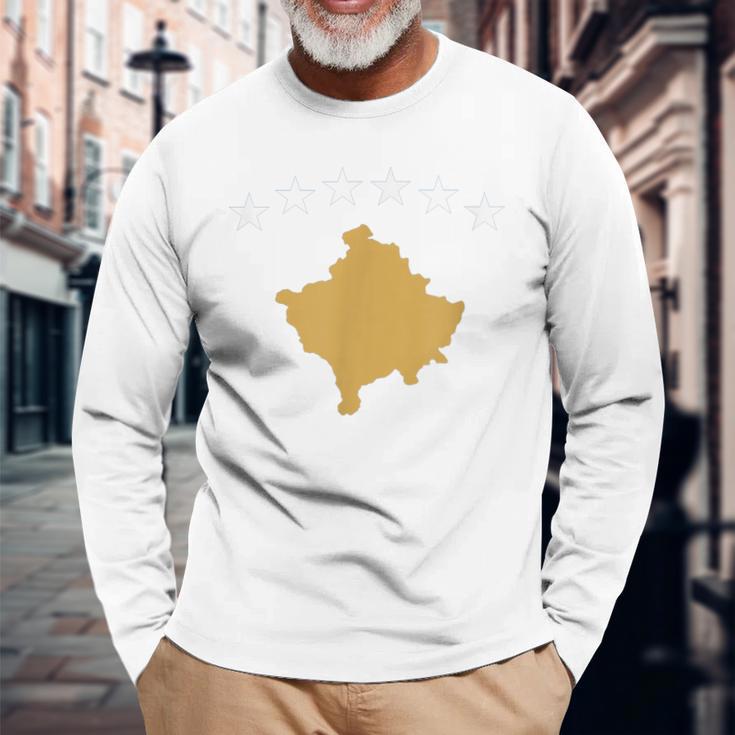 Kosovo Flag Nation Cosovaria Supporter Kosovo Blue Langarmshirts Geschenke für alte Männer