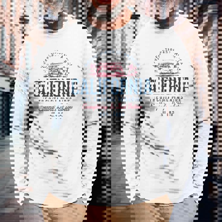 Look-Vintage Style Rétro États-Unis Californie T-shirt à manches longues Cadeaux pour les vieillards