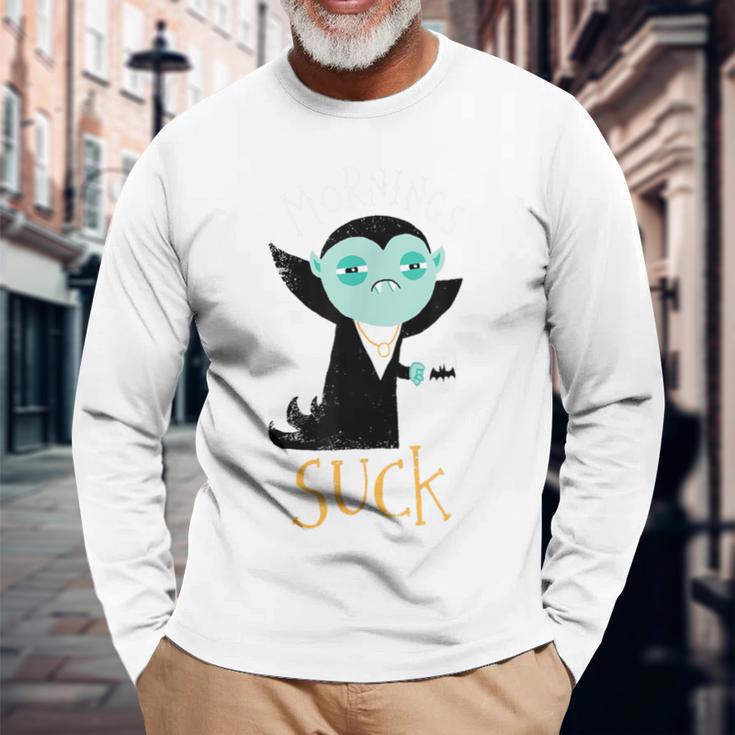 Mornings Suck Cute & Grumpy Morningampire Dm Gray Langarmshirts Geschenke für alte Männer