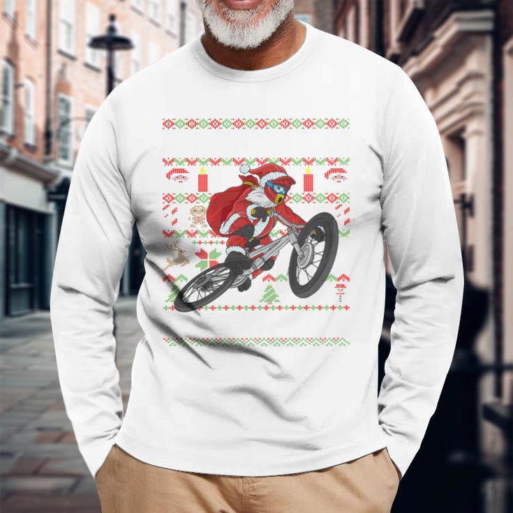 Oh What Fun It Is To Ride Mountain Bike Mtb Ugly Christmas Langarmshirts Geschenke für alte Männer