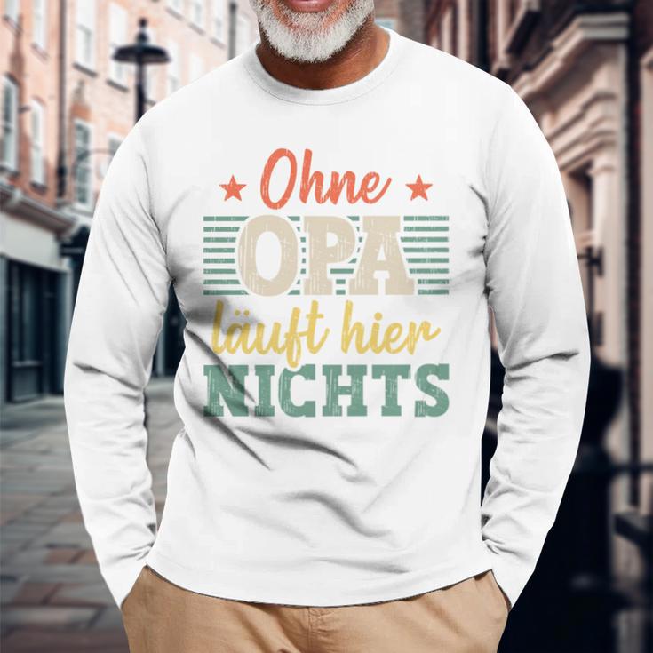 Ohne Opa Läuft Hier Nichts Bester Opa Long-Sleeved Langarmshirts Geschenke für alte Männer