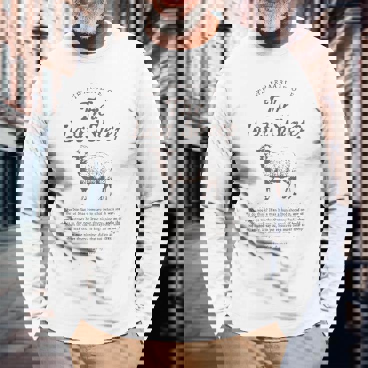 Parable Of The Lost Sheep Bible Verse Faith Based Worship Long Sleeve T-Shirt Gifts for Old Men