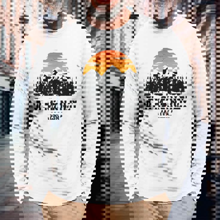Parque Nacional Monte Mckinley Alaska Retro Camiseta de manga larga Regalos para ancianos