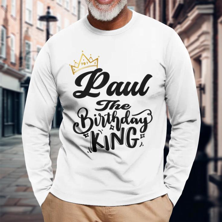 Paul The Birthday King Happy Birthday Boys Nager Gray Langarmshirts Geschenke für alte Männer