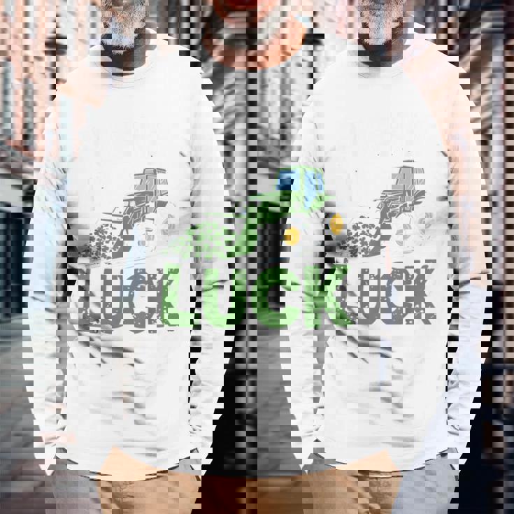 Pushing My Luck Tractor St Patrick Day Toddler Boy Men Long Sleeve T-Shirt Gifts for Old Men
