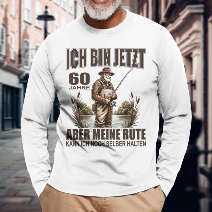 Rentner Anglerspruch For 60Th Birthday Angler Silver Langarmshirts Geschenke für alte Männer