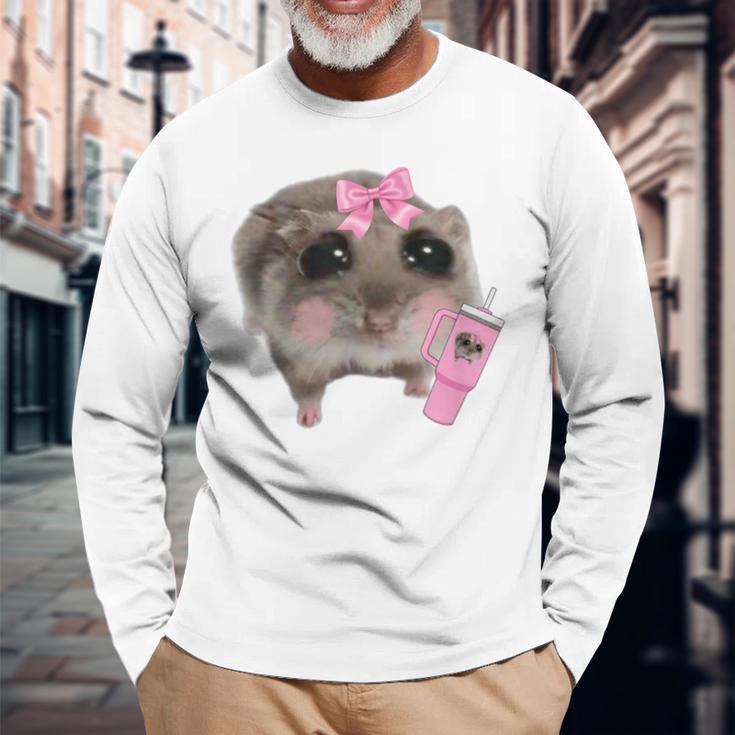 Sad Hamster Meme Drink Bottle Gray Langarmshirts Geschenke für alte Männer