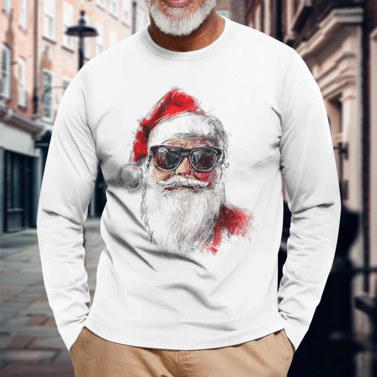 Santa Claus Christmas Graphic X-Mas Sunglasses Santa Langarmshirts Geschenke für alte Männer