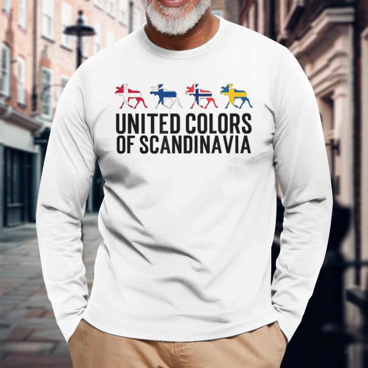 Scandinavia Flags Sweden Norway Denmark Finland Langarmshirts Geschenke für alte Männer