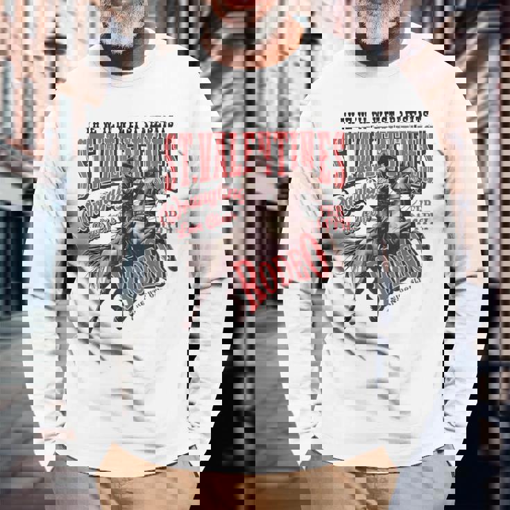 St Valentine's Wild West Rodeo Vintage Western Cowboy Long Sleeve T-Shirt Gifts for Old Men