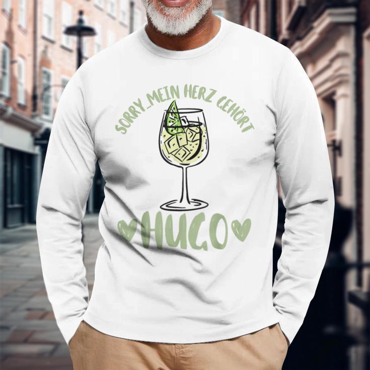 Summer Mein Herz Gehört Hugo Spritz Sekt Elderblüte Wein Gray Langarmshirts Geschenke für alte Männer