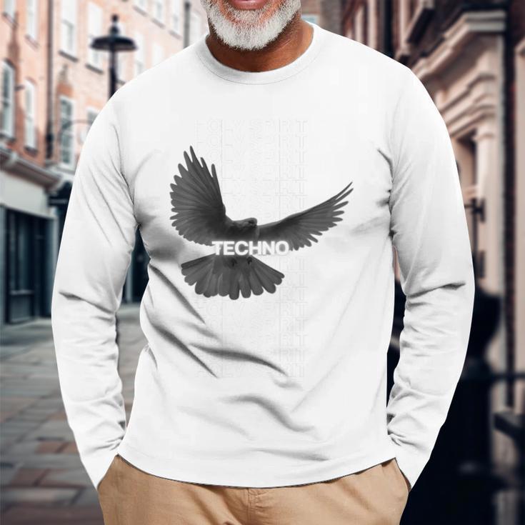 Techno Holy Spirit Rave Bird Raabe Hardtechno Deep Trance Langarmshirts Geschenke für alte Männer