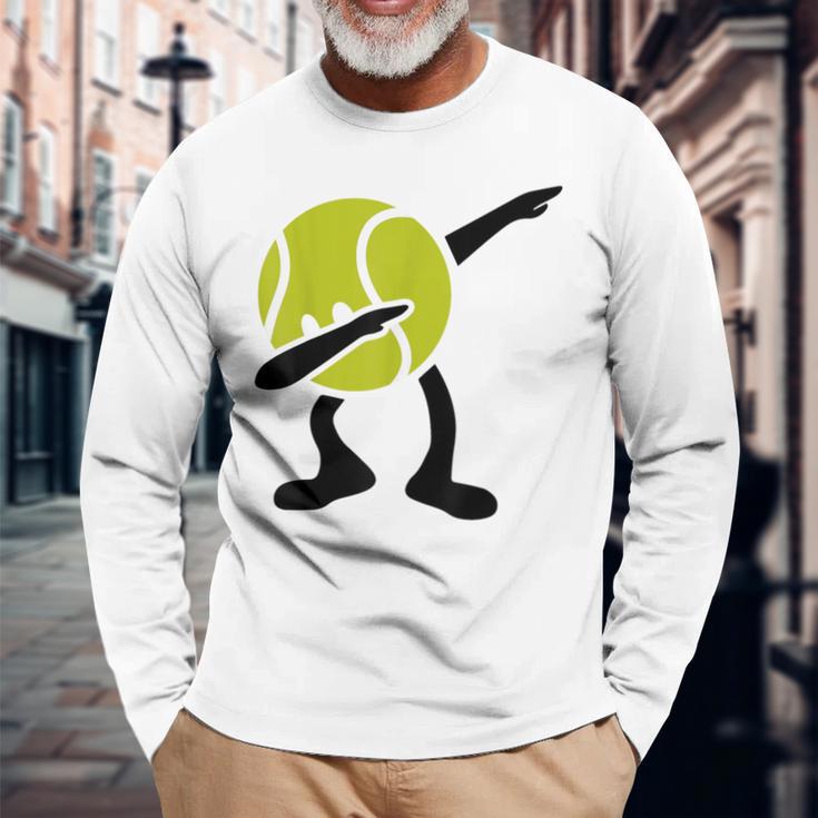 Tennis Dabbing Tennis Ball Tennis Player Ball Sport Langarmshirts Geschenke für alte Männer