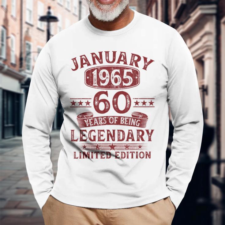 Vintage January 1965 60Th Birthday Langarmshirts Geschenke für alte Männer