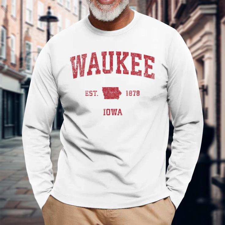 Waukee Iowa Iaintage-Sportdesign Roter Druck Langarmshirts Geschenke für alte Männer