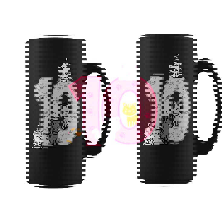 10Th Birthday Cats On Number 10 Kawaii Bday Kitten Girls Kid Coffee Mug
