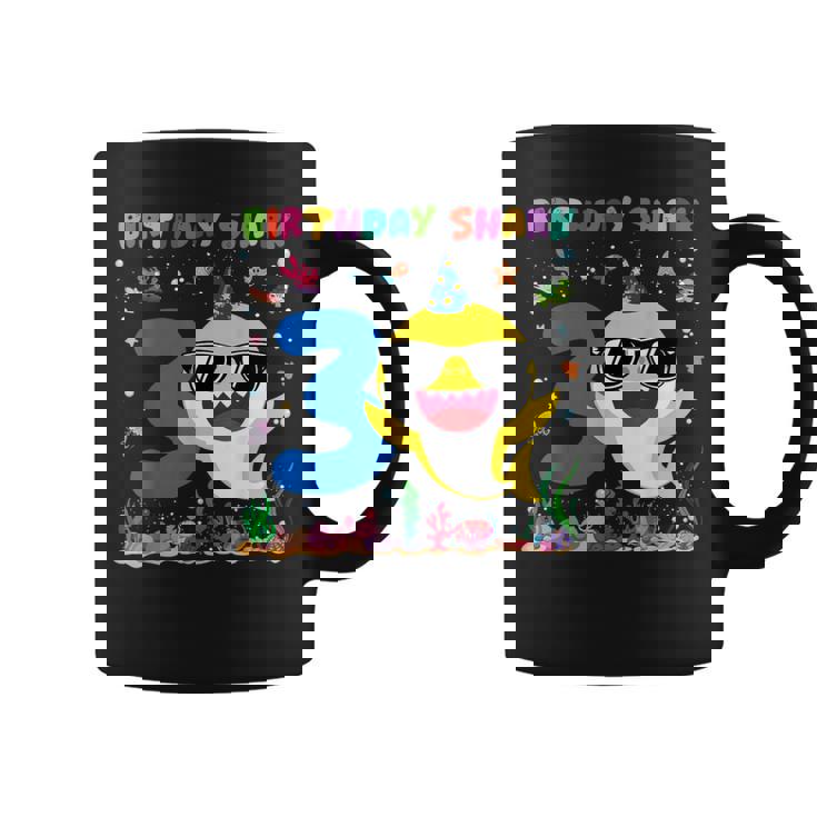 3 Year Old Birthday Shark 3Rd Toddlers Birthday Boy Girl Coffee Mug