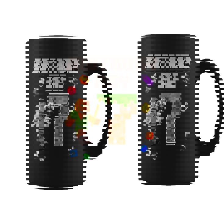7Th Birthday Boy 7 Video Gamer Pixel Number Seven Bday Party Coffee Mug