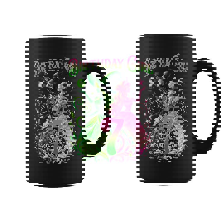 7Th Birthday Witch Pink And Green 7 Year Old Birthday Girls Coffee Mug