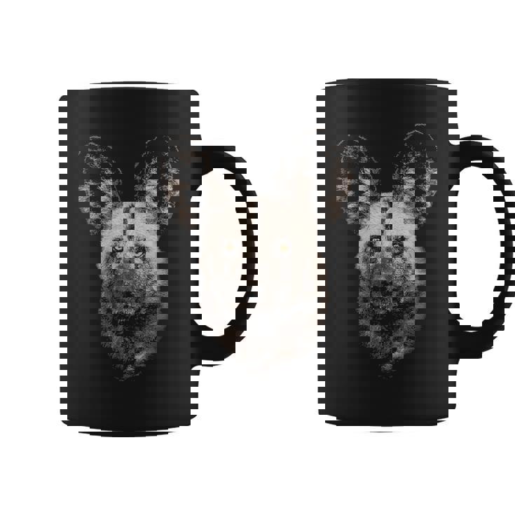 African Wild Dog Portrait Wildlife Safari Theme Graphic Print Coffee Mug