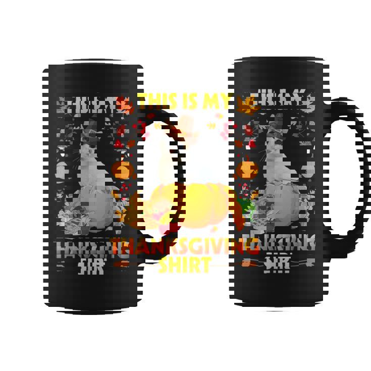 Apanese Bobtail Cat With Pie Fruits This Is My Thanksgiving Graphic Print Coffee Mug