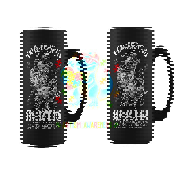 Autism Awareness I Wear Blue For My Big Brother Dinosaur Coffee Mug