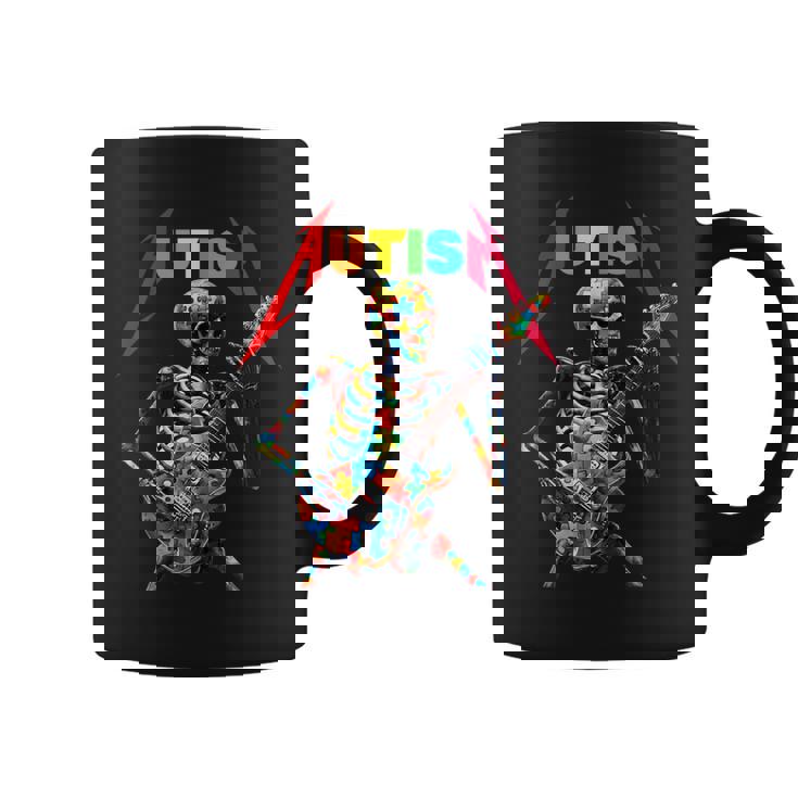 Autism Skeleton Guitar Player Rock Music Autism Awareness Coffee Mug
