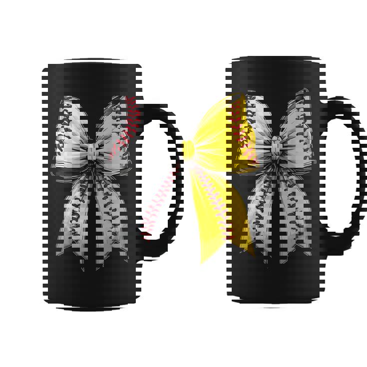 Baseball Softball Coquette Bow Game Day Heart Love Mom Life Coffee Mug