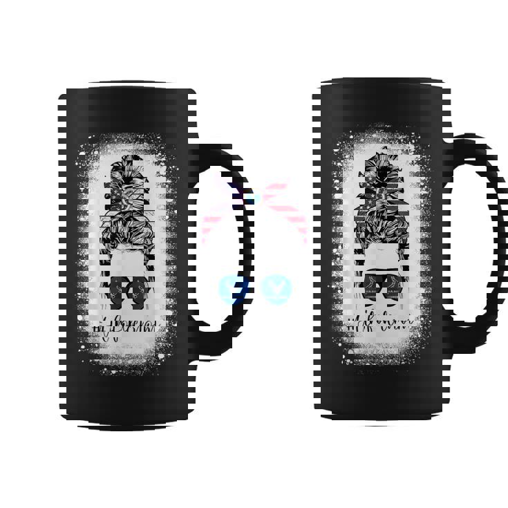 Bleached Air Force Mom Life Messy Bun Us Flag Coffee Mug