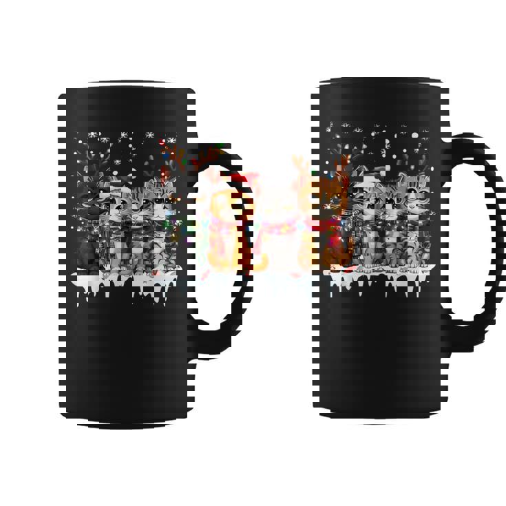Cat Christmas Light Reindeer Santa Christmas Cat Lover Coffee Mug