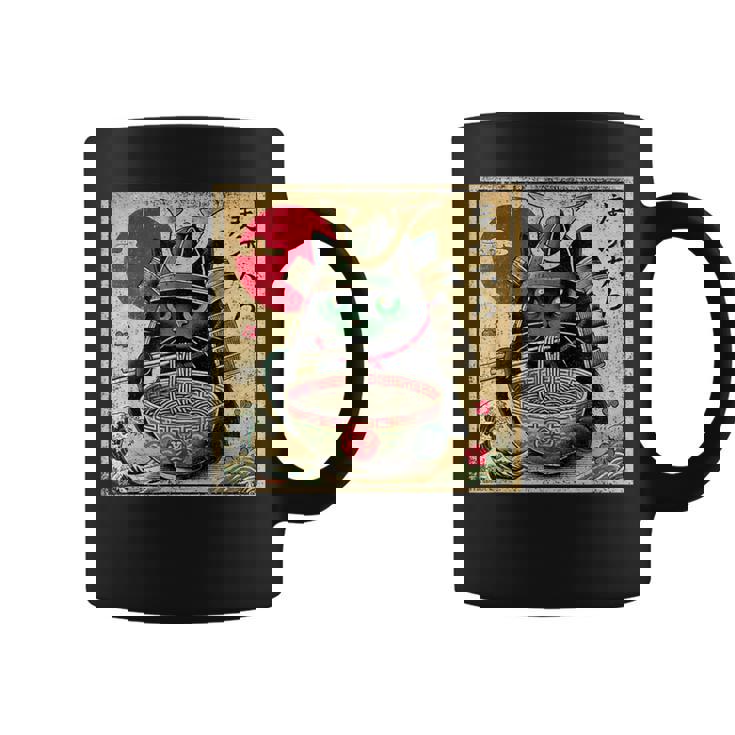 Cat Ramen Japanese Samurai Kawaii Cat Anime Girls Boys Coffee Mug