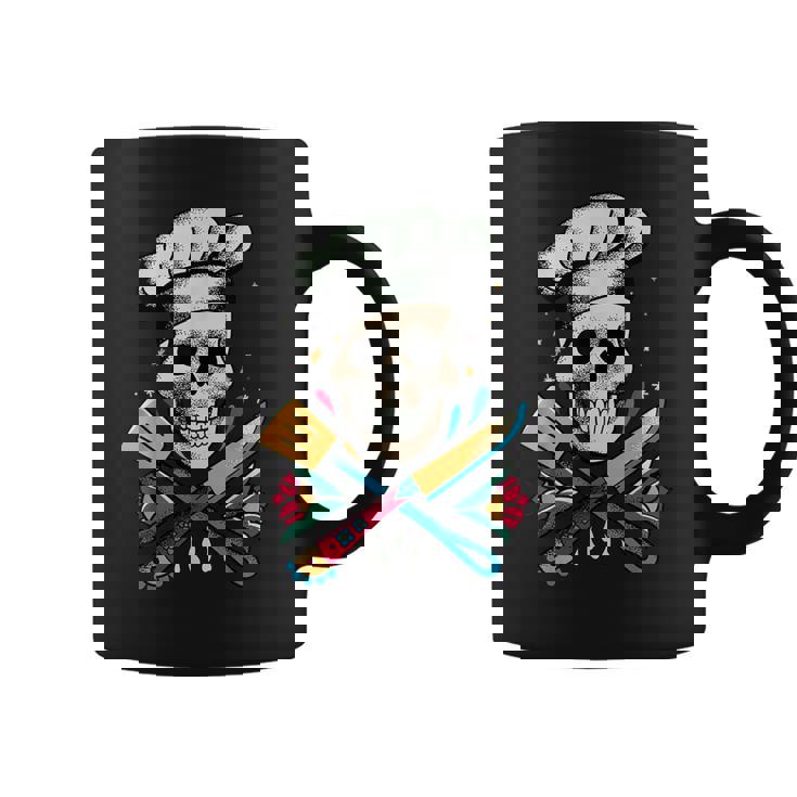 Chef Calavera Cráneo De Cocinero Cráneo De Chef Taza de café