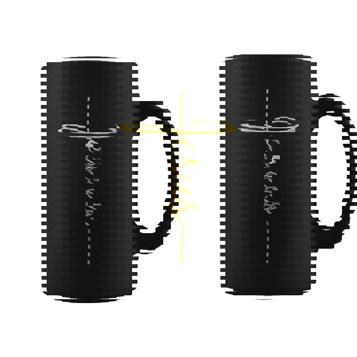 Christian Faith Cross Script Jesus Holy Symbol For Men Women Graphic Print Coffee Mug