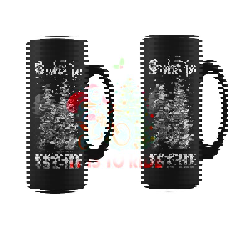 Christmas Oh What Fun It Is To Ride Motorcycle Biker Santa Graphic Print Coffee Mug