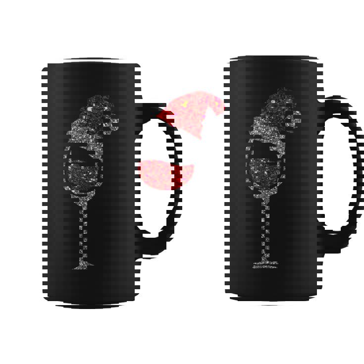 Christmas Wine Glass Of Red Wine Santa Hat Taza de café