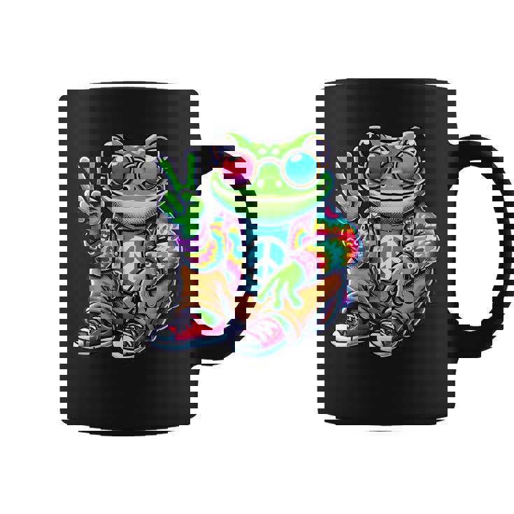Cool Frog Peace Sign Diseño Hippie Estilo Retrointage Para Niños Taza de café